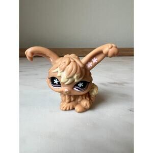 Littlest Pet Shop Brown Angora Rabbit #631 Purple Eyes Flowers LPS 2007